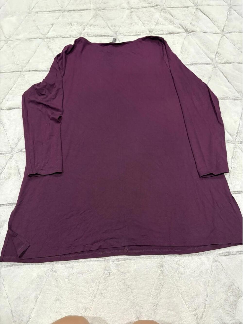 Eileen Fisher Purple Long Sleeve Tunic Top Women XL Viscose Spandex - Picture 6 of 6